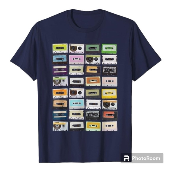 Port and Company Tops - 80’s Mixed Tape Navy Women’s T-shirt size L